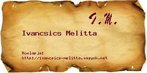 Ivancsics Melitta névjegykártya
